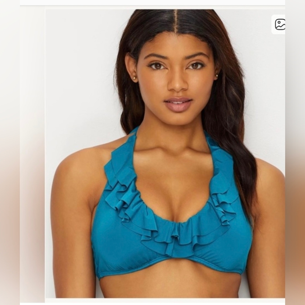 Kenneth Cole ruffle swim top sz medium *D